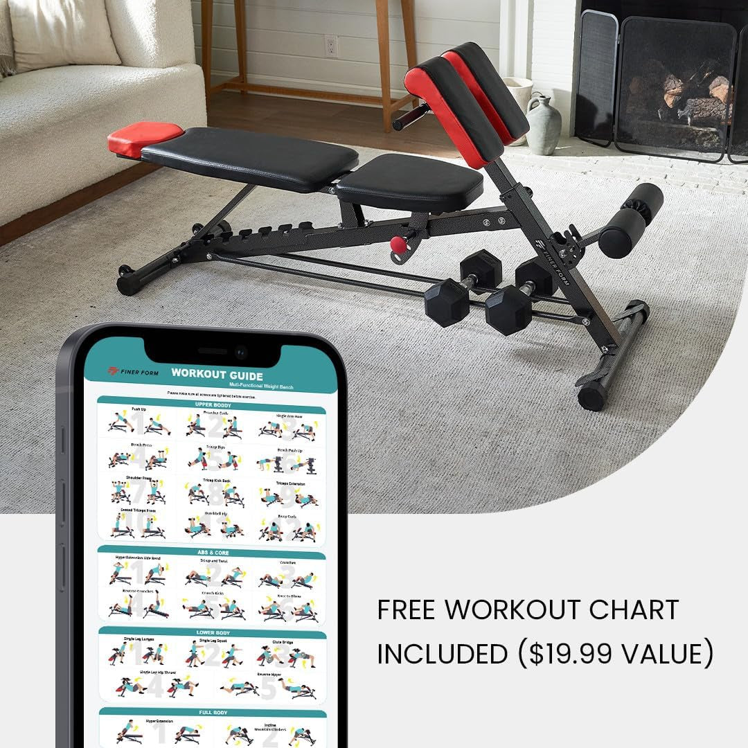 Versatile Multi-Functional FID Weight Bench for Complete Body Workouts – Hyper Back Extension, Roman Chair, Adjustable Ab Sit Up Bench, Incline Decline, and Flat Bench