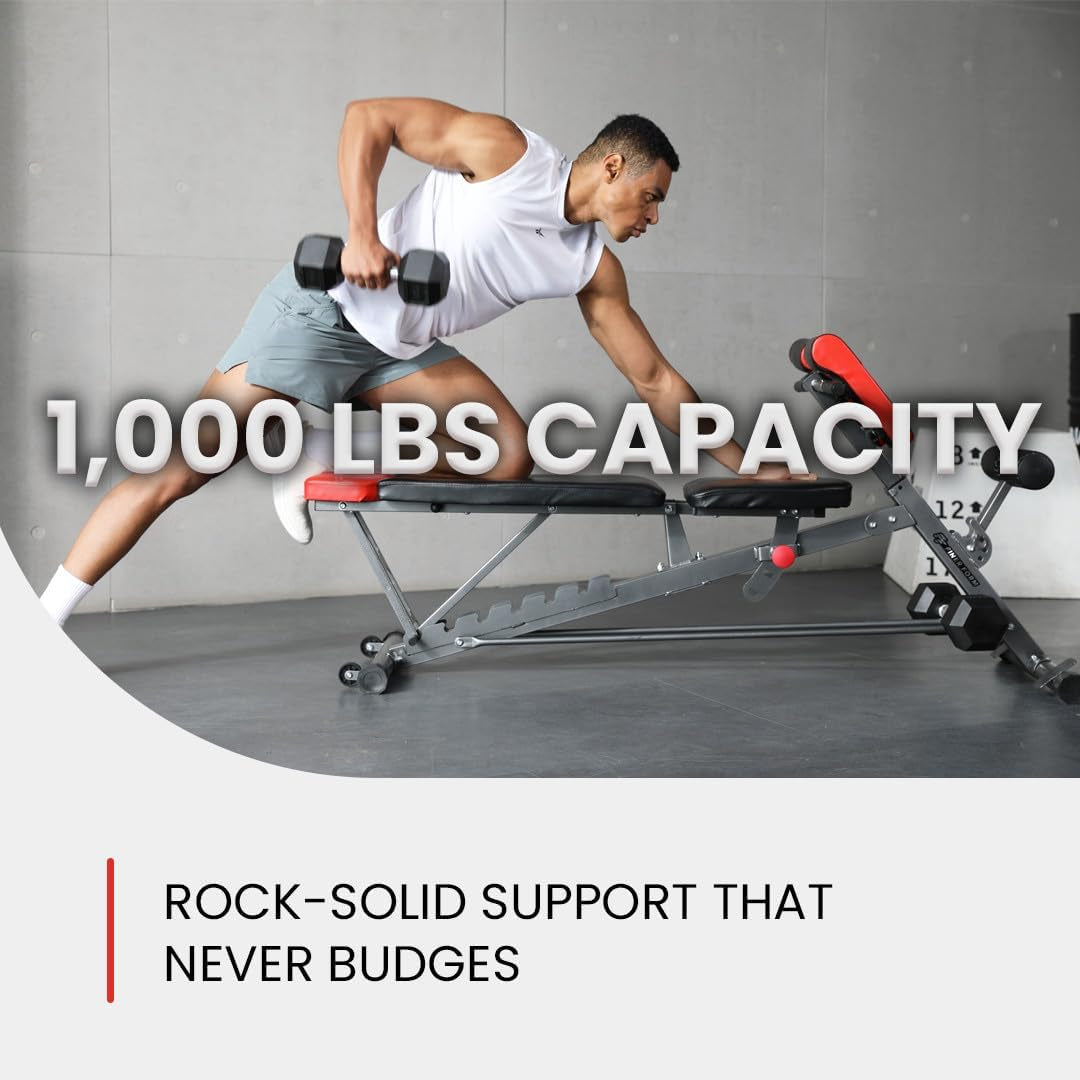 Versatile Multi-Functional FID Weight Bench for Complete Body Workouts – Hyper Back Extension, Roman Chair, Adjustable Ab Sit Up Bench, Incline Decline, and Flat Bench