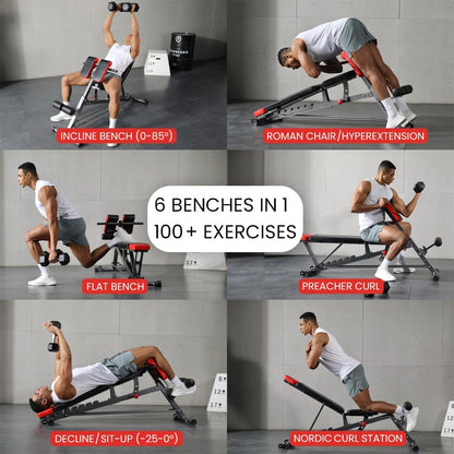 Versatile Multi-Functional FID Weight Bench for Complete Body Workouts – Hyper Back Extension, Roman Chair, Adjustable Ab Sit Up Bench, Incline Decline, and Flat Bench