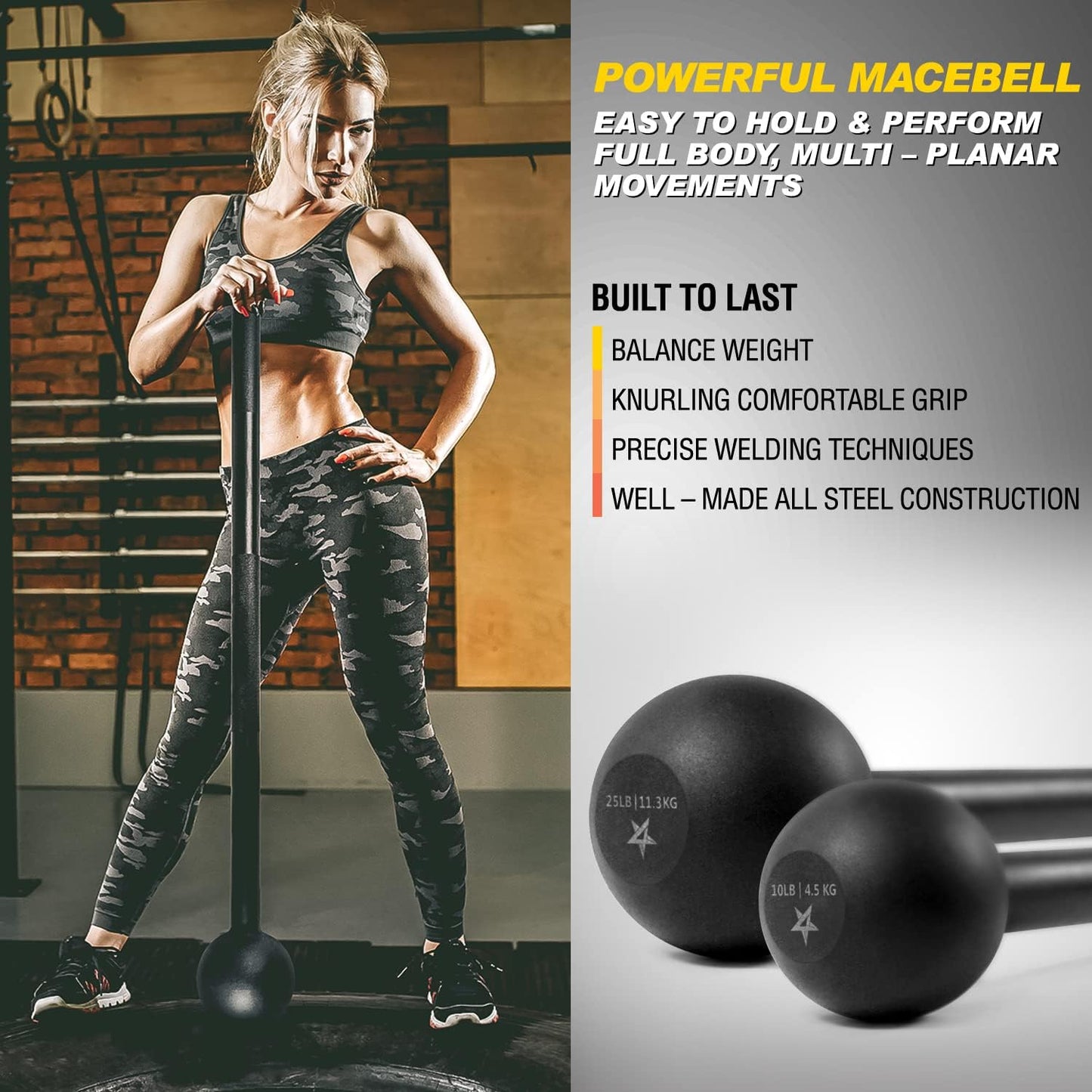 Unleash Your Strength with the Versatile Steel Mace Bell – Perfect for Full Body Workouts, Ideal for All Fitness Levels, Available in 5 to 30 LB Options