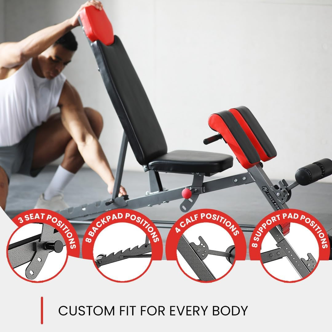 Versatile Multi-Functional FID Weight Bench for Complete Body Workouts – Hyper Back Extension, Roman Chair, Adjustable Ab Sit Up Bench, Incline Decline, and Flat Bench