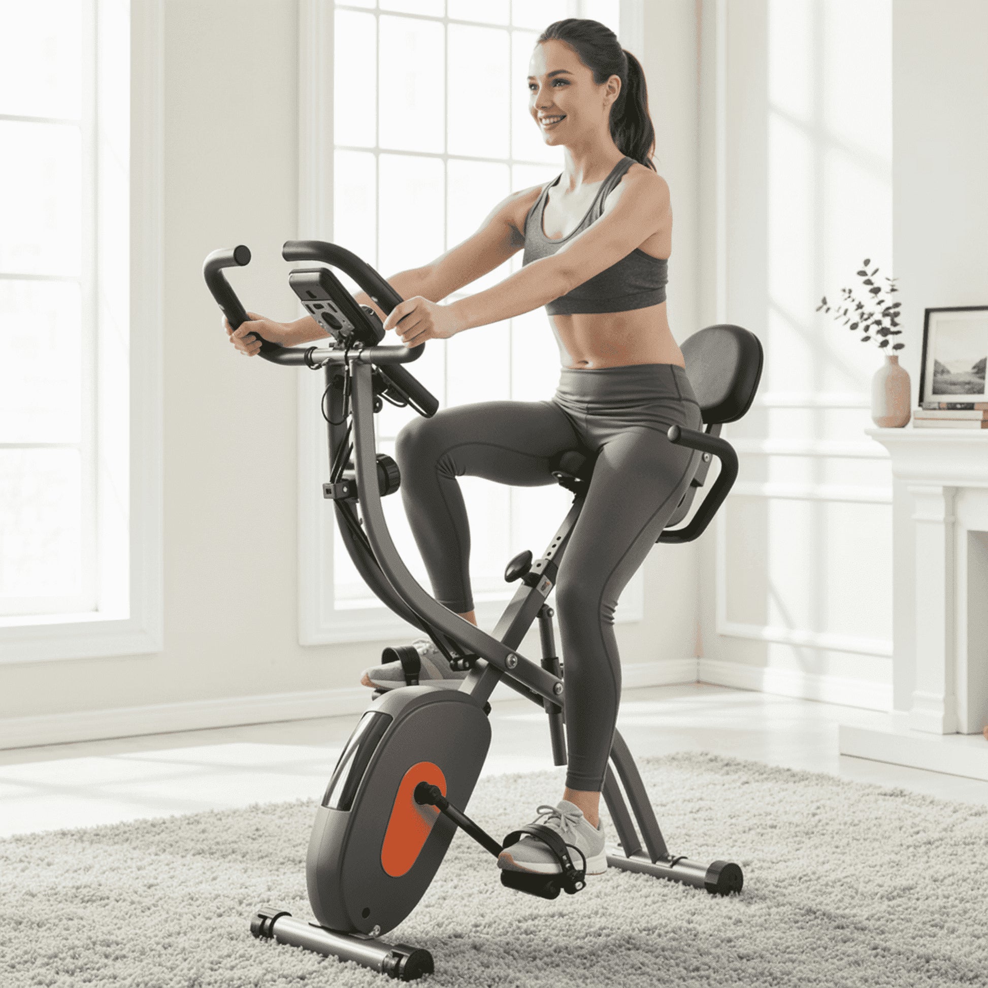 Transform Your Home Workouts with the 4-in-1 Folding Magnetic Exercise Bike - 10 Levels of Resistance and Arm Resistance Bands for Ultimate Fitness