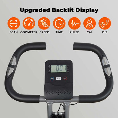 Transform Your Home Workouts with the 4-in-1 Folding Magnetic Exercise Bike - 10 Levels of Resistance and Arm Resistance Bands for Ultimate Fitness