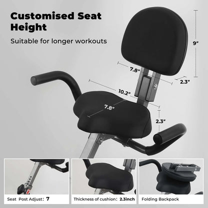 Transform Your Home Workouts with the 4-in-1 Folding Magnetic Exercise Bike - 10 Levels of Resistance and Arm Resistance Bands for Ultimate Fitness
